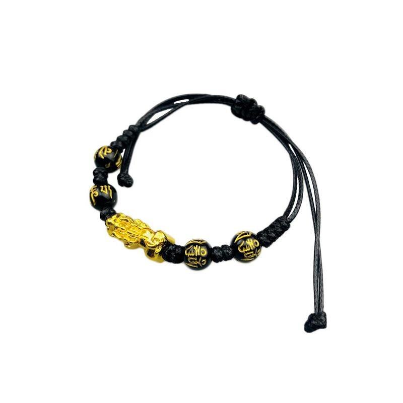 Hand Made Bixie Touw Ketting Armbanden Goud Kleur Brave Zwart Euro Woorden Zes Onyx Armbanden Voor Mannen Troepen Vrouwen Kralen curren B9T9: Default Title