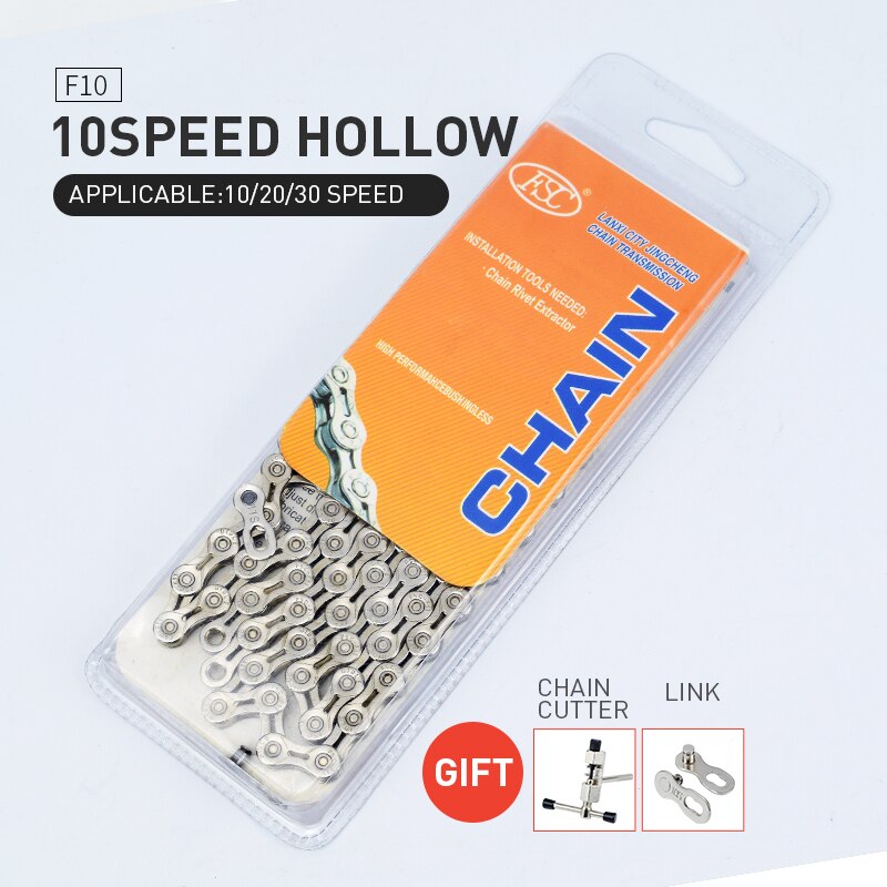 FSC 6/7/8/9/10/11 Speed Bicycle Chain 116 Links Ultralight Carbon Steel MTB Mountain Road Bike Chain Half Hollow Bicycle Chain: 10s hollow