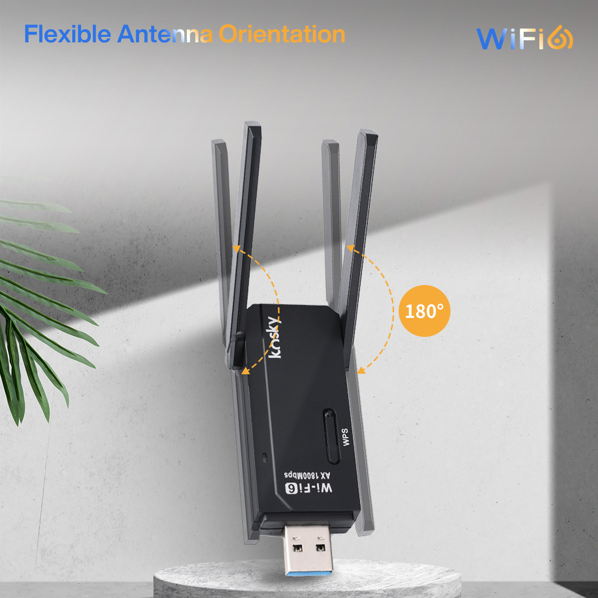 Wireless USB Wifi Adapter WiFi 6 Daul-band 1800Mbps 802.11ax 2.4GHz&5.8GHz USB3.0 Boost Your Internet Speed with 1800Mbps