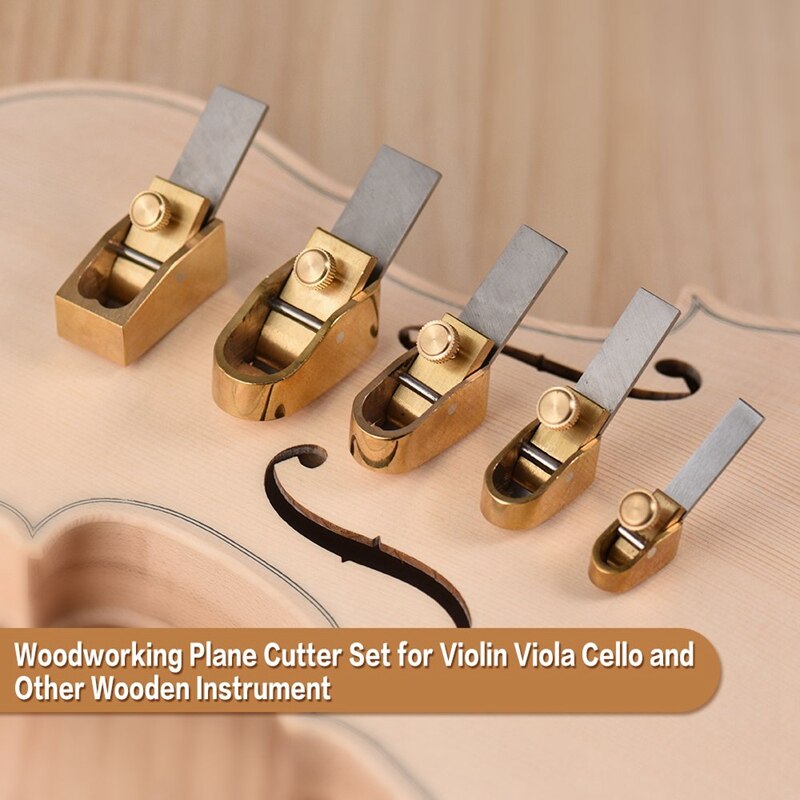 5 Piece Woodworking Plane Cutter Set Curved Sole Metal Copper Luthier Tool Violin Viola Cello Wooden Instrument