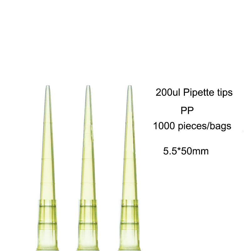 1000 stk lab engangs pp gul 200ul pipettespisser