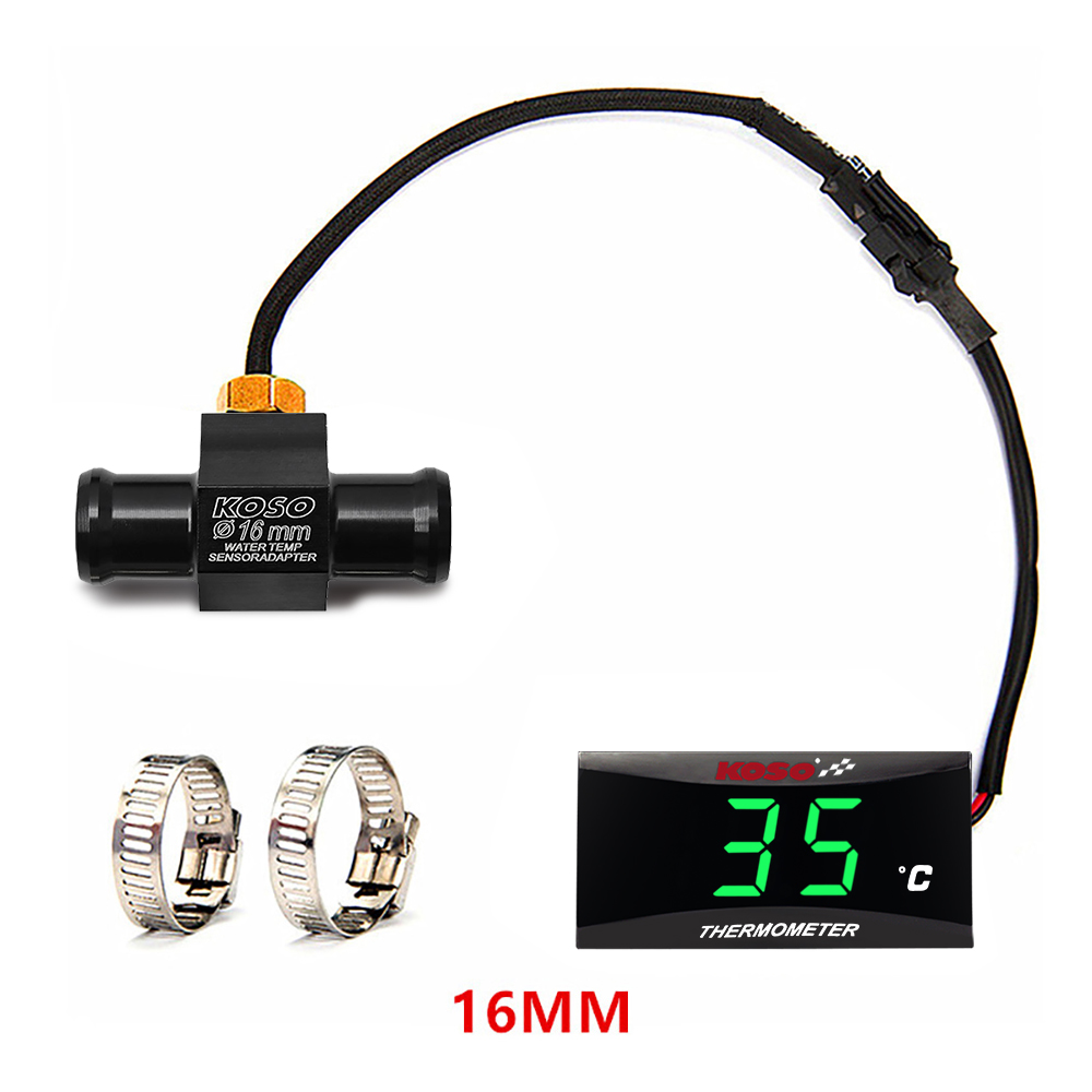 KOSO Motorrad Wassertemperatur Minimessgerät Universal- LCD Digitaler Bildschirm Sensor Thermomete SAMCI Temperaturanzeige: Braun