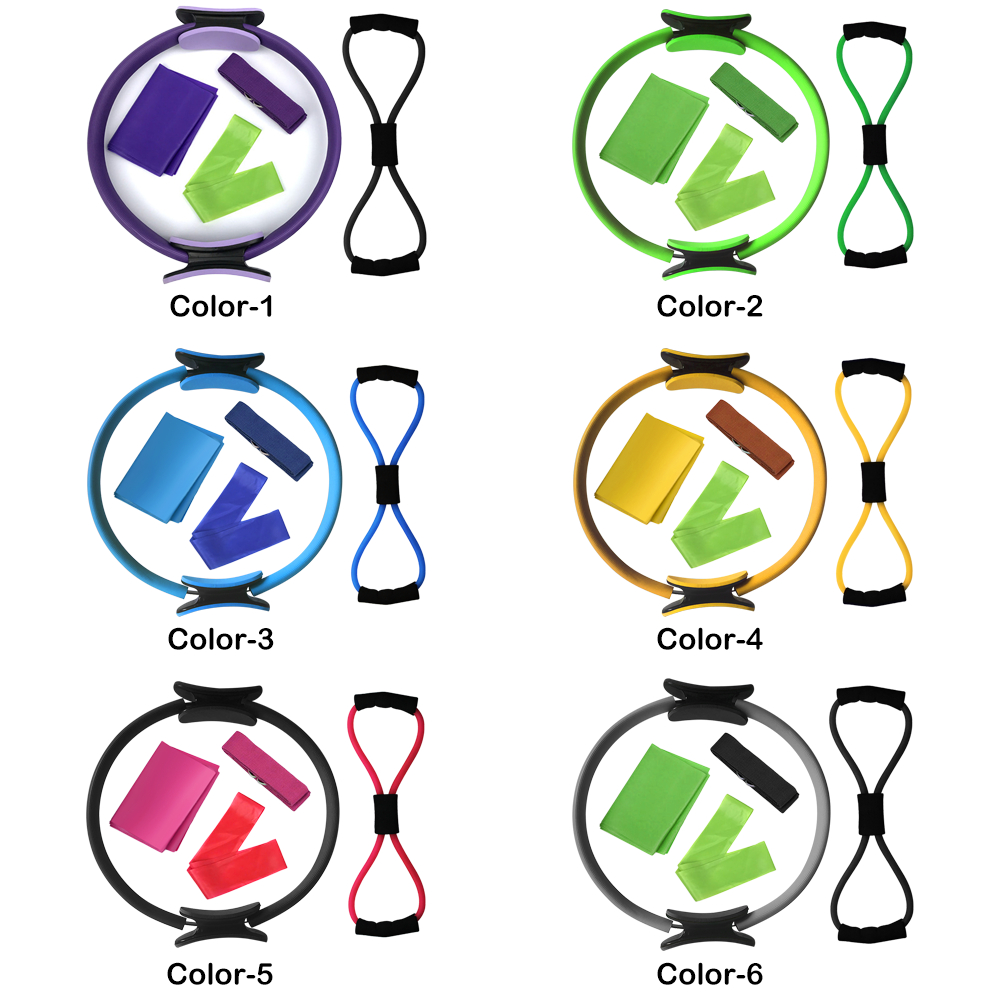 5pcs Yoga Equipment Set Yoga Circle Equipment Pilates Workout Fitness Circle Training Resistance Tool Exercise Stretching Strap