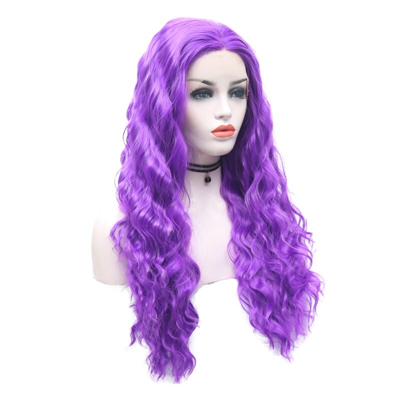 Perruque Lace Front Wig synthétique violette longue-JOY & BEAUTY | Perruque Lace Wig ondulée en Fiber de haute température, perruques pour femmes