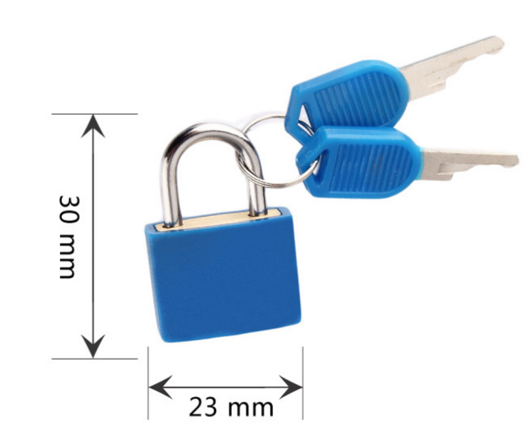 Kleines, hochwertiges Mini-Vorhängeschloss aus starkem Stahl für Reisekoffer, Tagebuch, Gepäck, Schultasche, Diebstahlsicherung, Vorhängeschloss, 2 Schlüssel: Blue