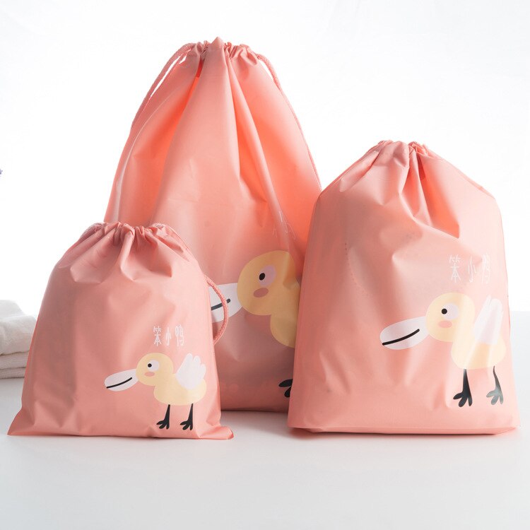 Bolsas de almacenamiento con cordón ajustable, soporte a prueba de agua, con estampado de dibujos animados de animales, embalaje móvil, organizador decorativo para el hogar con cordones, 3 uds.