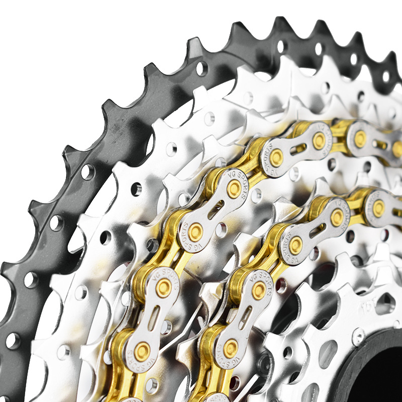 Mountain Road Bike 8 9 10 11 Speed Bicycle Chain Silver Gold Half Hollow MTB Bike Chain 116L Chain For Shimano SRAM Campanolo