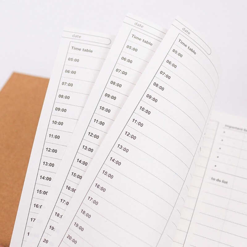 D5QC Karft Papier Cover Leven Planner Retro Gedateerd Dagelijkse Planner Met To-Do-Lijst Tijd Tafel Voor Productiviteit doel Instelling