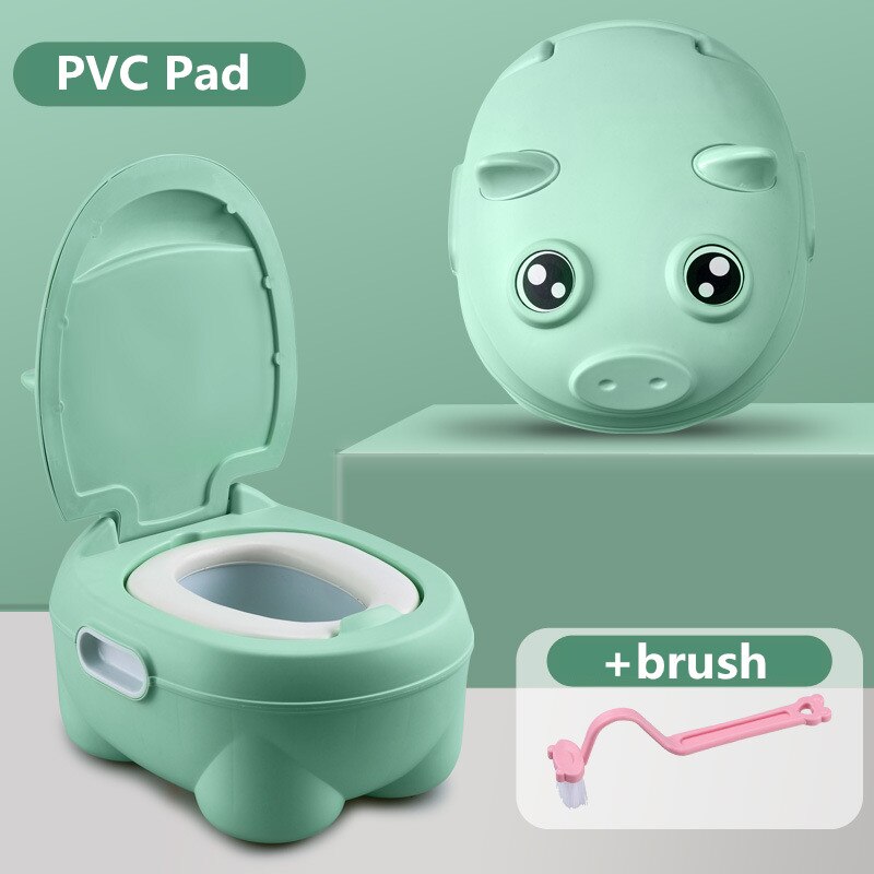 Tegneserie gris baby pottetrening sete baby takrenne toalett låve toalett trener sengepanne bærbar toalett rygg urinal til låve: Grønn pvc-pute
