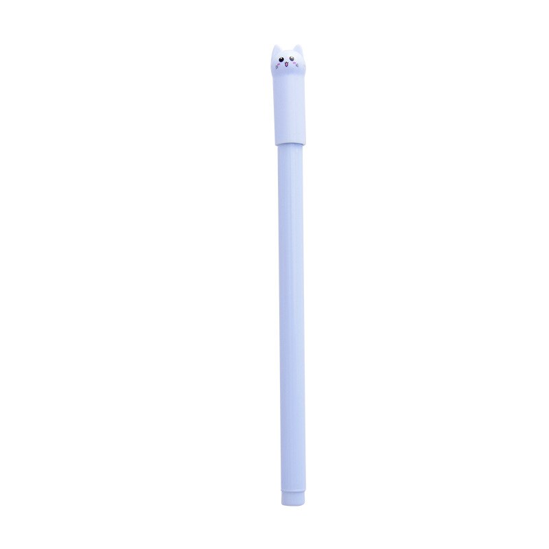 1PC Kawaii lindo tinta negra, pluma de Gel con de gato 0,5 mmCartoon de plástico bolígrafos de Gel para escribir la escuela, la Oficina suministros de papelería: Púrpura