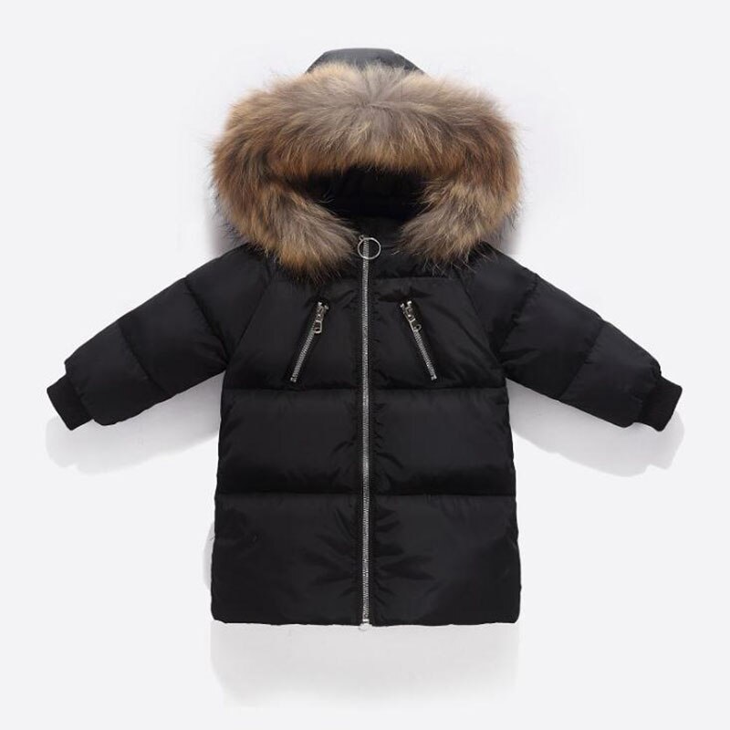 Hooded Infant Winter Jacket Down Russian Winter Clothes Fur Girl Winter Snowsuit for Baby: Color 1 / 110cm