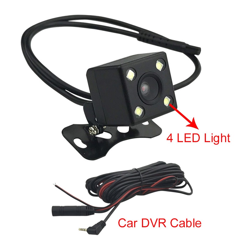 Auto DVR Achteruitrijcamera Met Draad Kabel 5 m 4 PIN Achteruitrijcamera Met 4 LED Nachtzicht 140 graden Voor DVR Video Recorder