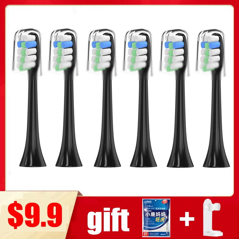 6Pcs Vervangende Opzetborstels Voor Soocas X3/X3U Mijia T300 Voor Oclean X/Zi/Een Elektrische tand Opzetborstels