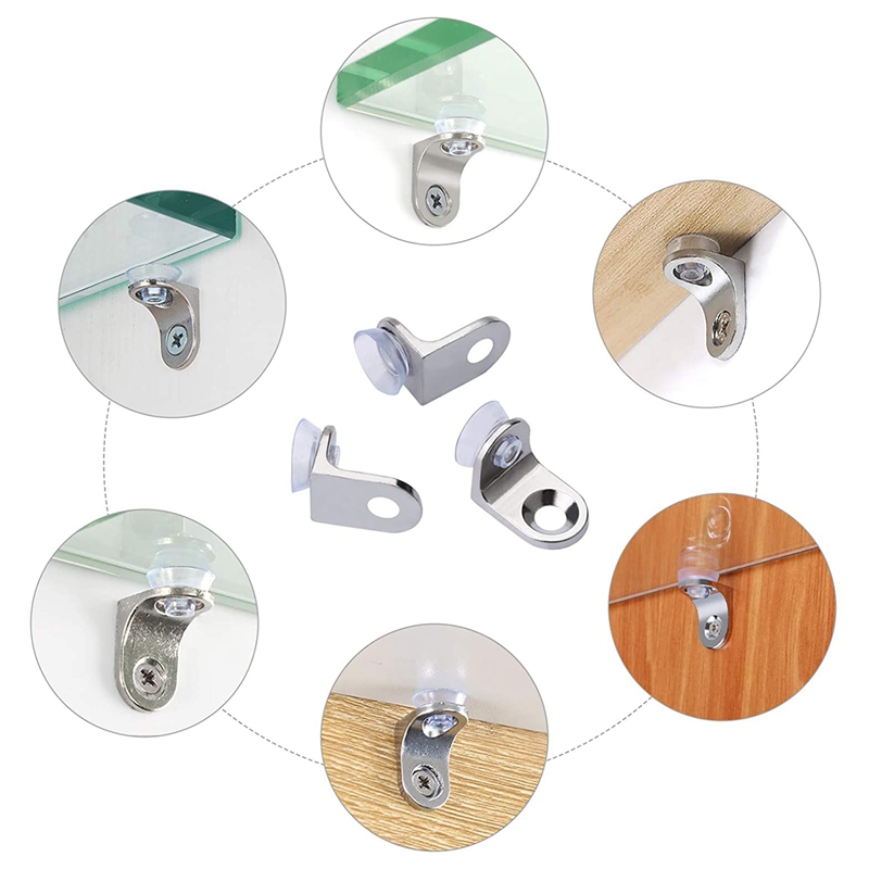 30 Pieces Glass Shelf Bracket with Sucker Glass Shelve Support Right Angle Fixing Brackets for Kitchen Cabinets Cupboard