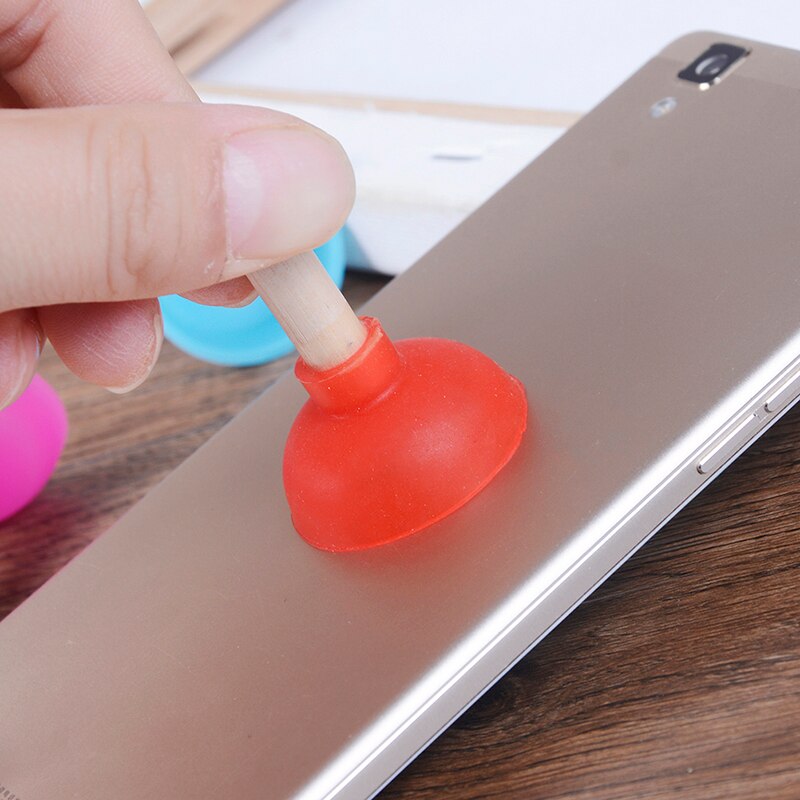 2PCS Funny Mini Pumping Toilet Phone Sucker Stand Toys For Children Kids Adult Fun Plunger Holder For Cell Phone