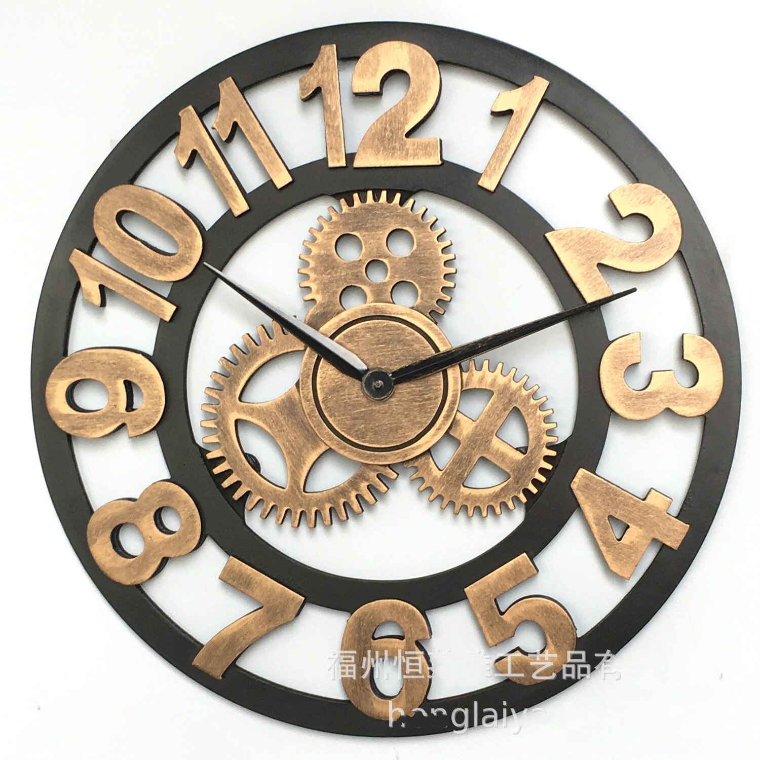 1314 Handmade Oversized 3D Wall Clock Retro Rustic Decorative Luxury Art Big Gear Wooden Large Wall Clock on The Wall Decore