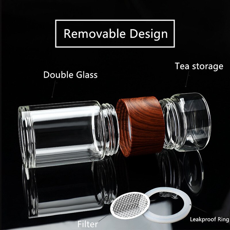 Dobbelt Glas Vandflaske med Etui Te Drik Flaske Infuser Tumbler Drinkware Vandflaske Miljøvenlig