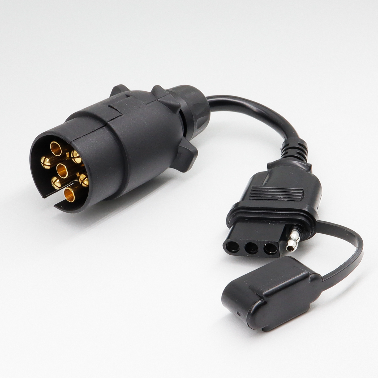 Convertidor de luz de remolque UE a EE. UU., adaptador redondo de 7 pines, remolque europeo a enchufe plano de 4 pines, enchufe de cable de enganche de remolque de vehículo americano