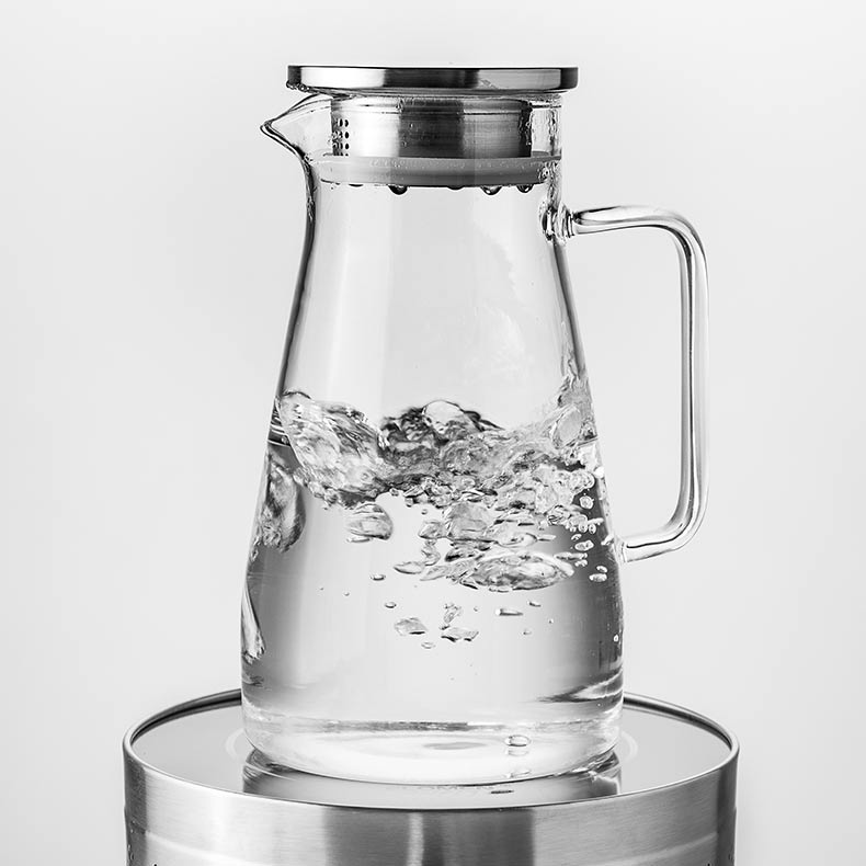 Transparent glass cold water jug water jug high temperature resistant household tie pot cool white water jug water bottle