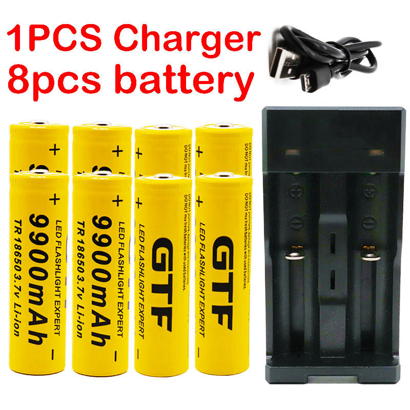 100% 18650 Lithium Batterijen Zaklamp 18650 Oplaadbare-Batterij 3.7V 9900 Mah Voor Zaklamp + Usb Lader