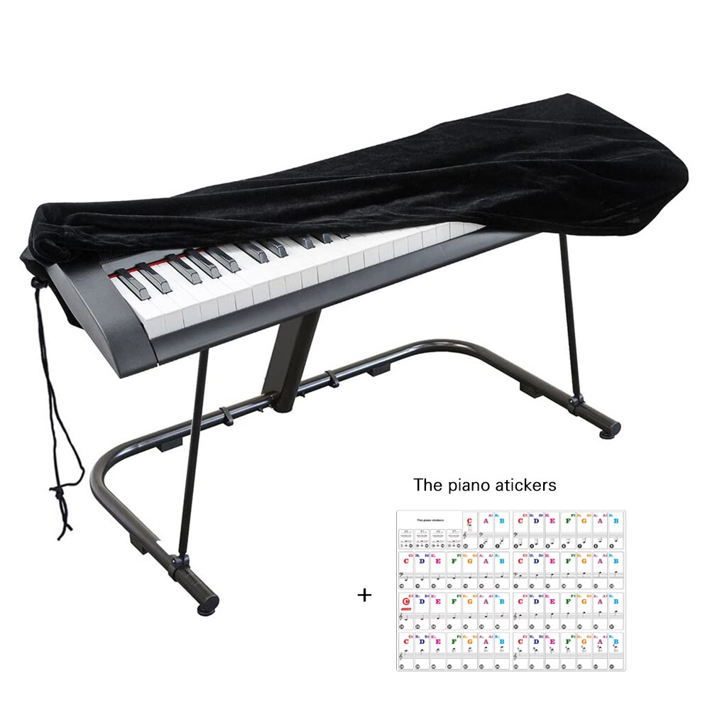 Schwarz Klavier Tastatur Abdeckung, Dehnbar Samt Staub Abdeckung mit Einstellbare Elastische Schnur und Verriegelung Schließe für 88 Tasten Tastatur
