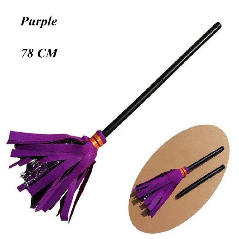 Halloween Heksen Bezem Cosplay Dress Up Maskerade Show Party Kostuum Decoratieve Props Lichtgewicht Miracle Bezems Kinderen Speelgoed: Purple