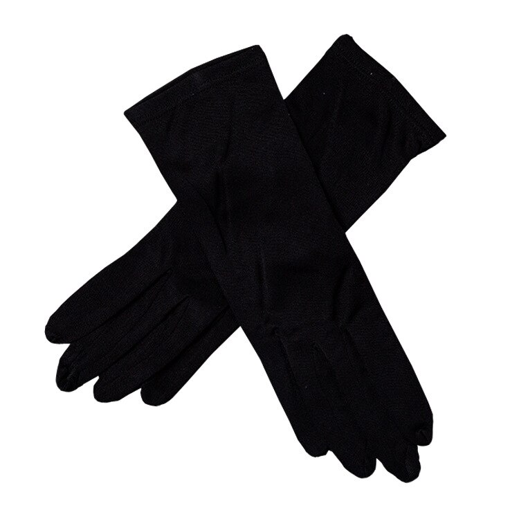 Gants en soie tricotée pour femmes, pure soie de mûrier: Black
