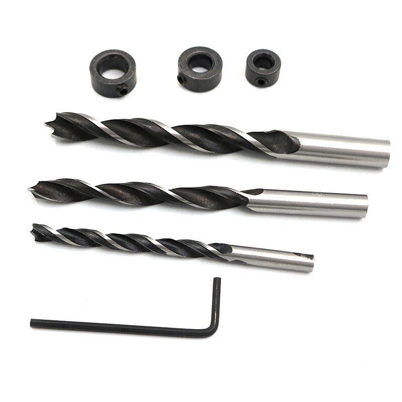 Hurtig trædowling jig abs plast håndholdt lomme hul jig system 6/8/10mm borehuller til tømrer dyvel samlinger: 7 stk boresæt