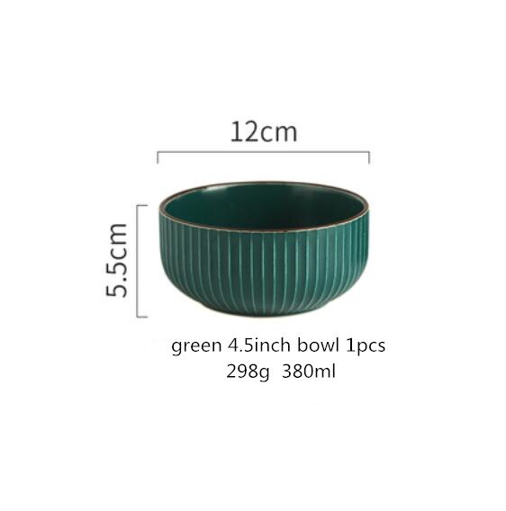 Green And Beige Matte Ceramic Steak Food Plate Nordic Style Tableware Bowl Ins Dinner Dish High End Porcelain Dinnerware: g 4.5inch bowl