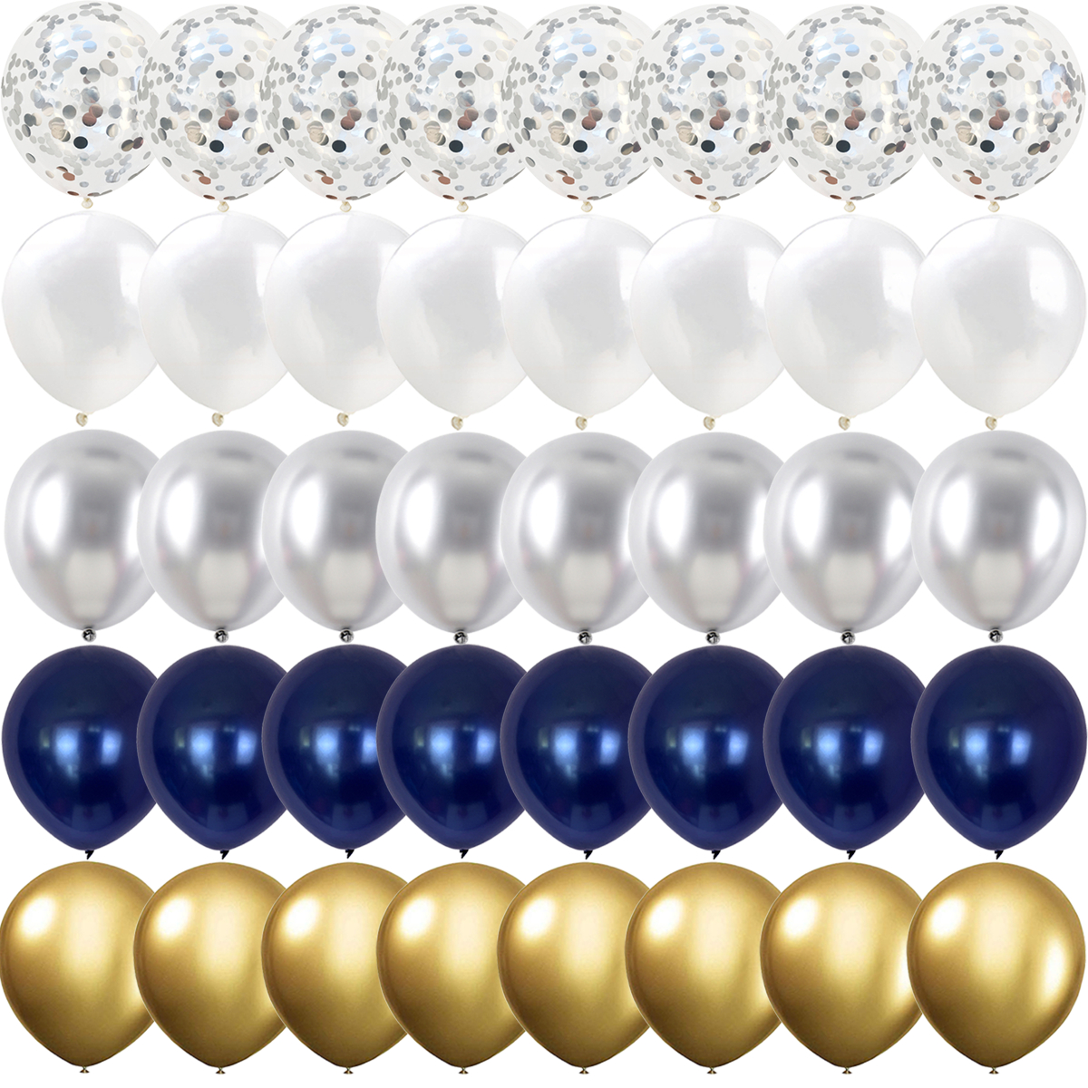 40/14PCS Dark blue Gold Silver Metal Latex Confetti Balloons Birthday Wedding BabyShower Decorations year Globos