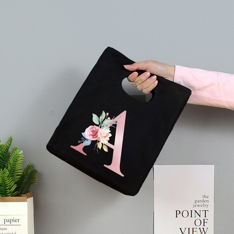 Różowe litery Unisex przenośna torba na Lunch izolowane pudełko na Lunch Tote Bag biuro lodówka pojemnik torba do przechowywania żywności Tote Bag: 9pinkA