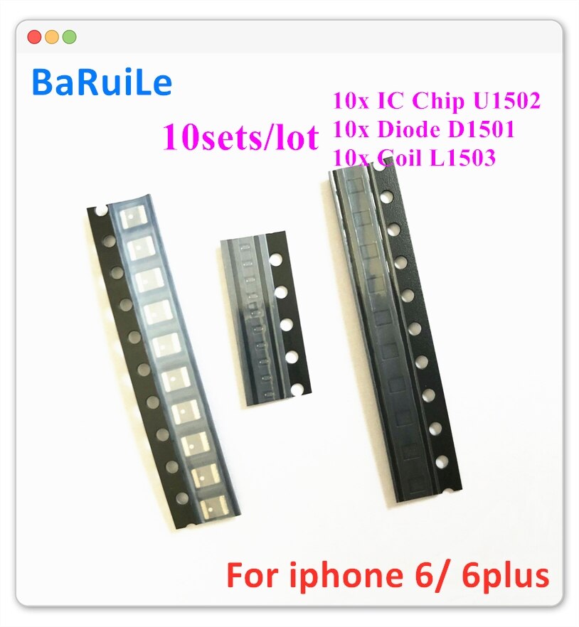 Baruile-10 conjuntos de acessórios para iphone 6, 6 plus, 6 p, retroiluminação, chip ic u1502 + diodo d1501 + bobina l1503
