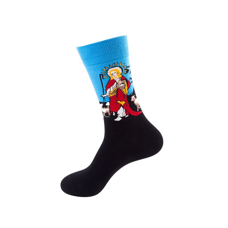 Calcetines deportivos Unisex Retro Van Gogh para hombre y mujer, calcetín divertido, pintura al óleo, arte nocturno estrellado renacentista moderno, 1 par