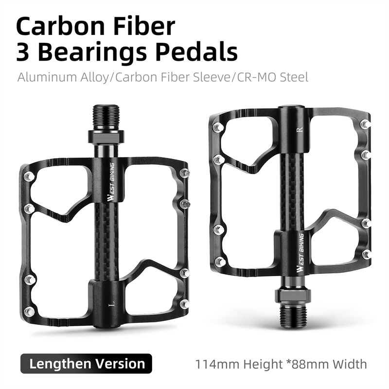 West Bike Mtb Pedaal Ultralichte Mountainbike Carbon Fiber Pedaal 3 Lagers Racefiets Pedaal Anti-Slip Racefietsen Pedalen: Bordeaux