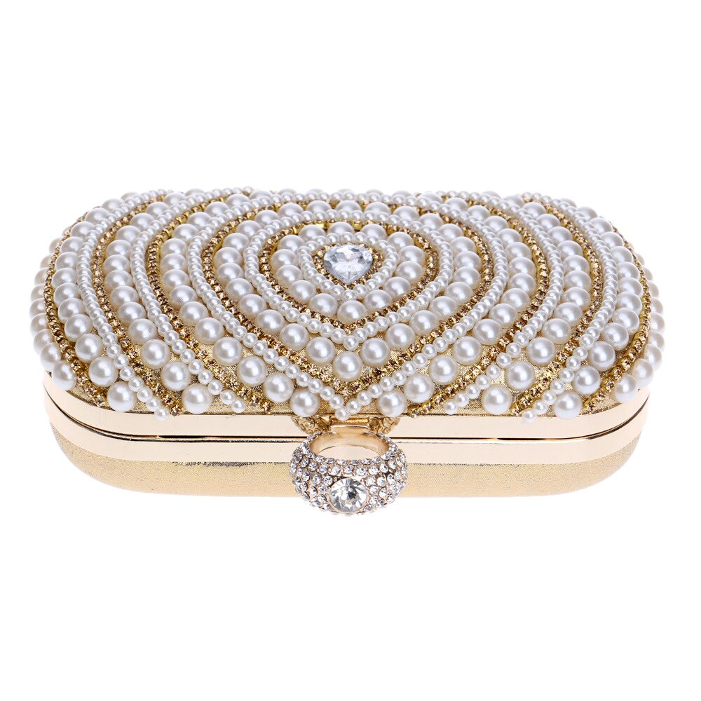 Parel Vrouwen Clutch Handtassen Diamanten Vinger Ring Dames Vintage Avond Crystal Bruiloft Bruids Strass Goud Zilver Zakken