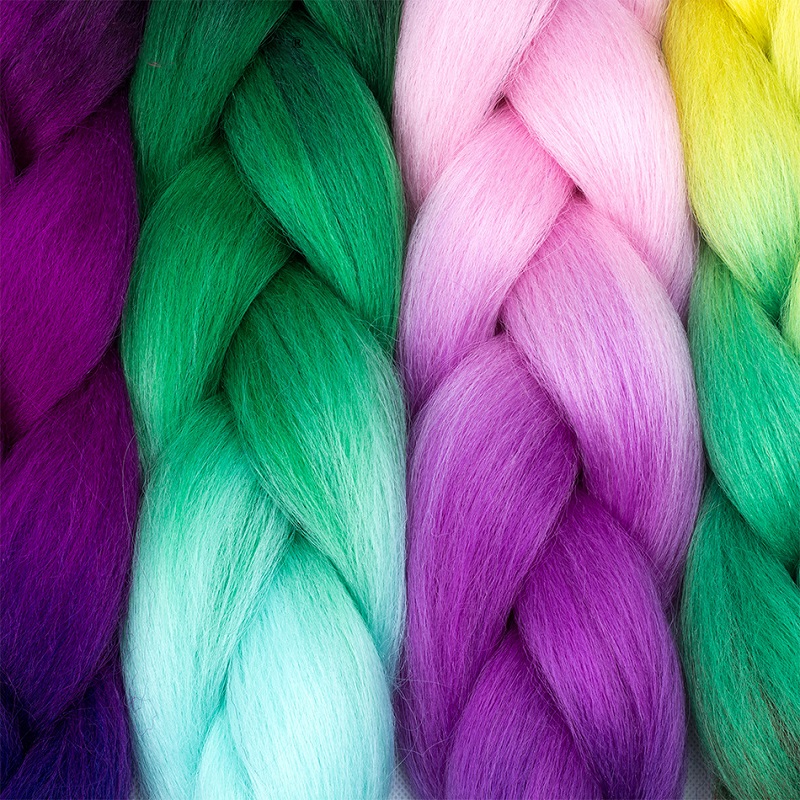 Estensioni trecce jumbo sintetiche da 24 pollici Capelli lunghi Yaki intrecciati lisci Capelli afro di colore Ombre per le donne