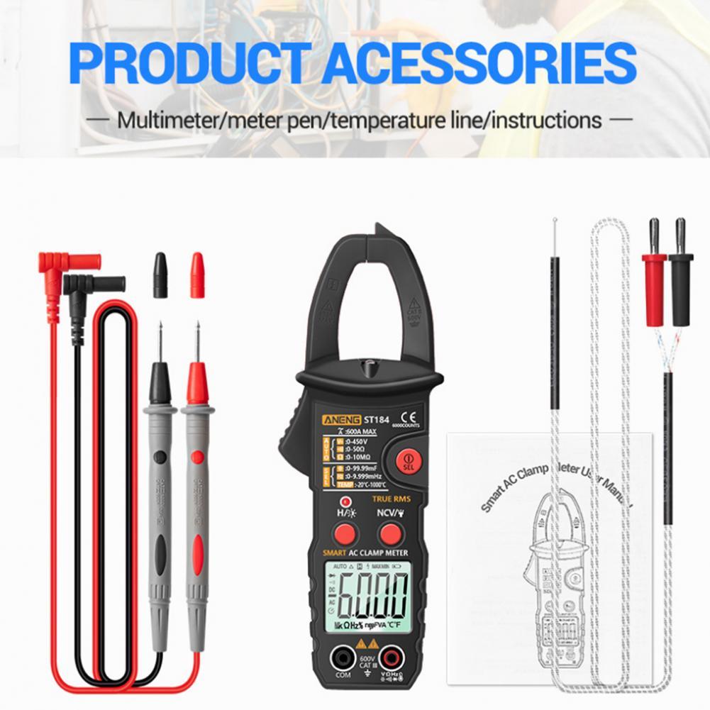 6000 Counts Electrician Clamp Multimeter Simple Use Temperature Measurement Practical Large Display Digital Clamp Meter