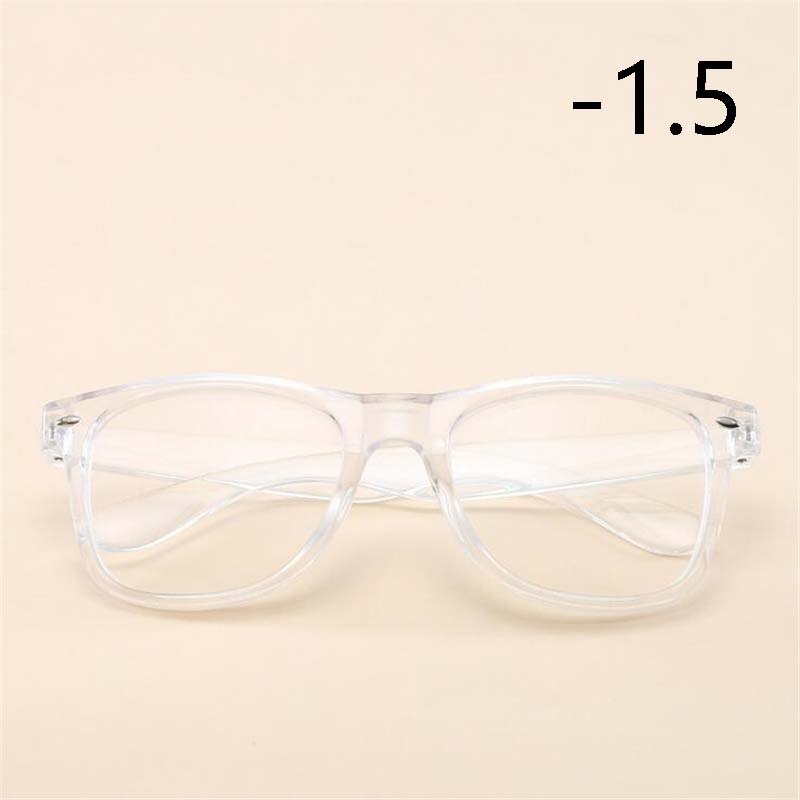 -1 -1.5 -2 -2.5 TO -6.0 Square Finished Nearsighted Glasses Women Men Transparent White Frames Short-sighted Eyeglasses Diopter: Myopia 150 (-1.5)