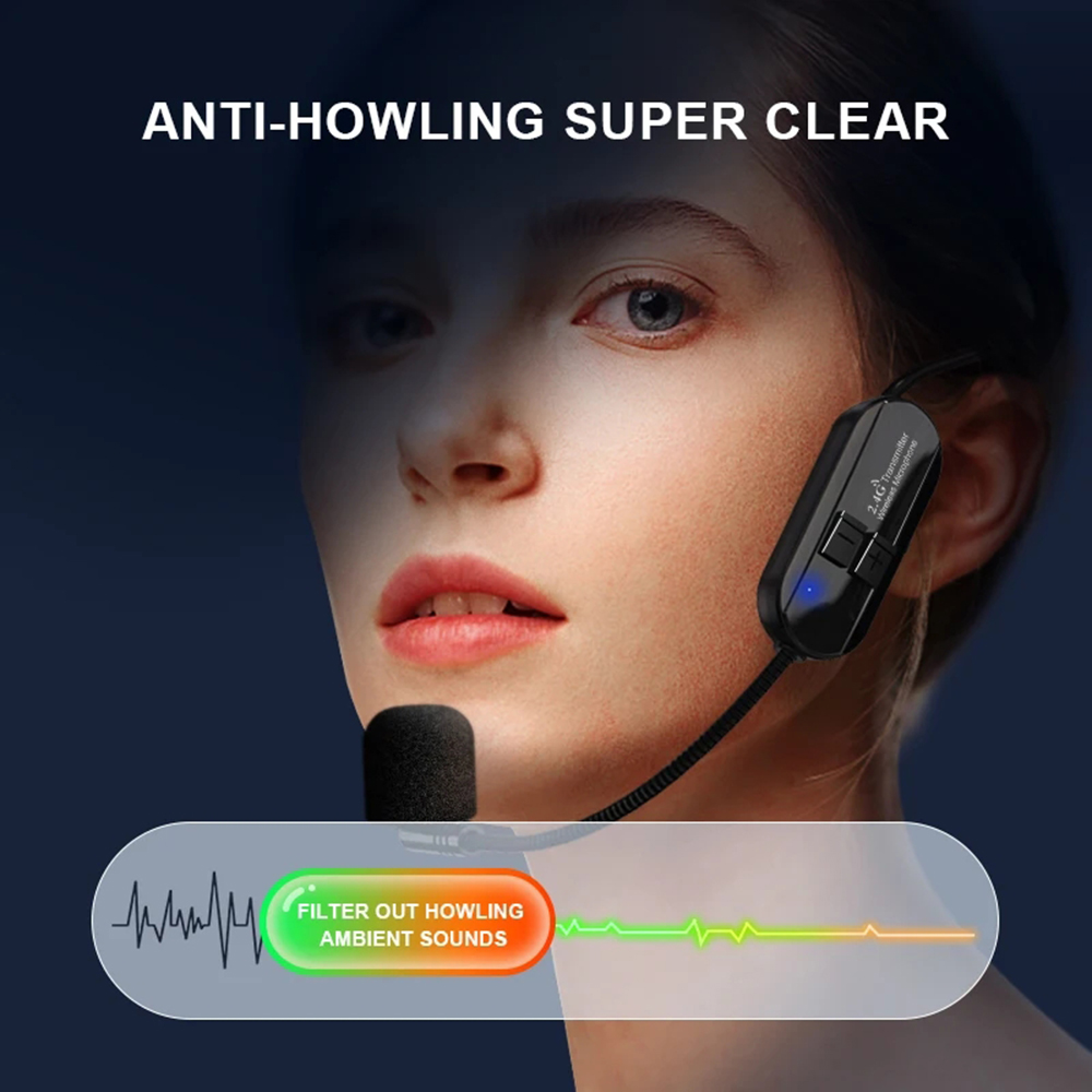 Microfonos inalámbricos de 2,4G para la cabeza, altavoz para profesores de abejas pequeñas, amplificadores de Audio, condensador, auriculares, enseñanza omnidireccional DSP