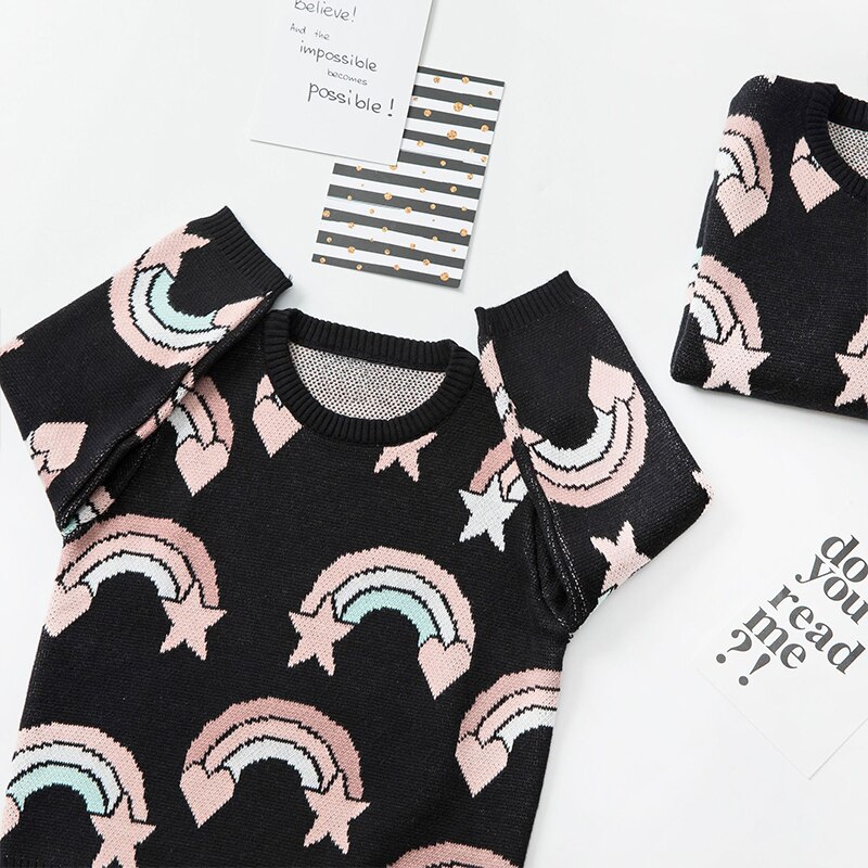 Welaken regenboog breien kinderkleding peutermeisje schattige trui herfstoutfit kinder winter breigoed babymeisje trui