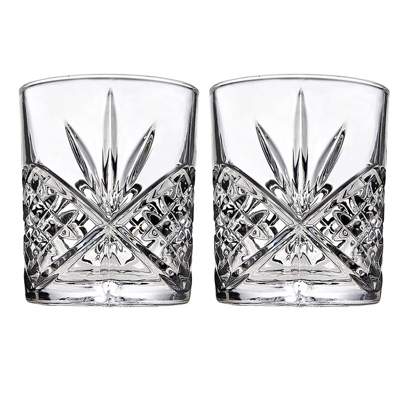 Hellodream loodvrij klassiek whiskyglas old fashioned glas voor whisky scotch 11.49 oz- set  of 2