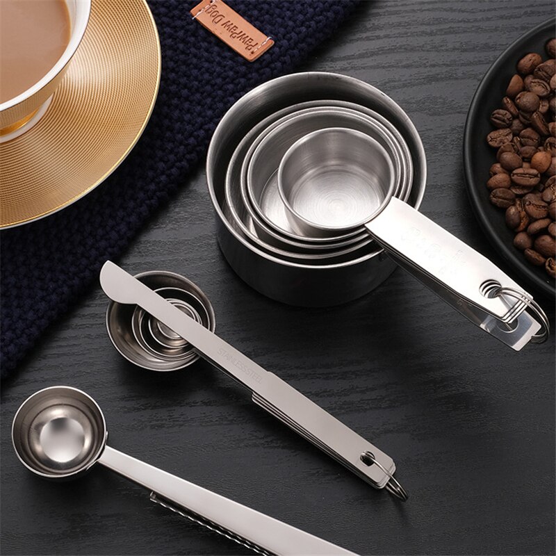 8/10/11Pcs Stainless Steel Measuring Cups and Spoons Set Baking Supplies Stackable Tablespoons Home Tools Kitchen Accessorie