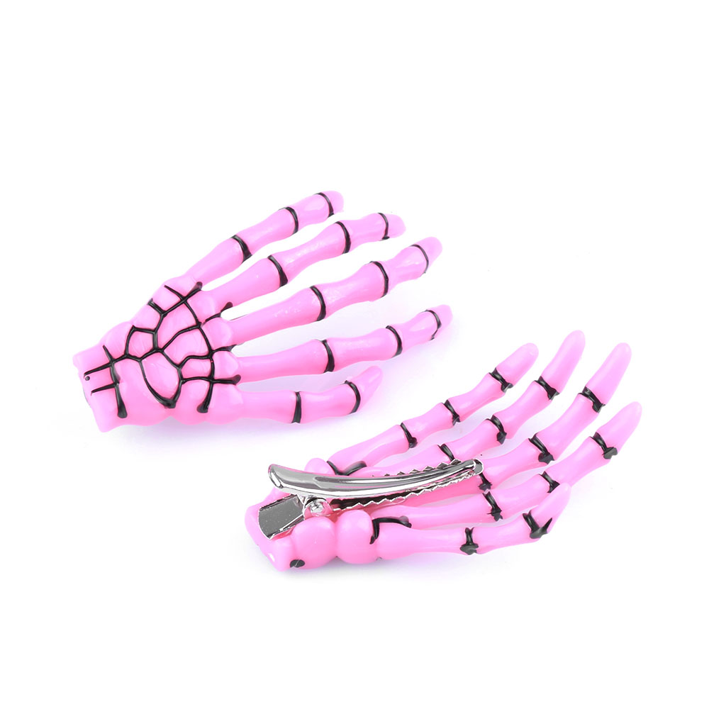 Horquilla de hueso de mano de calavera para Mujer, pinzas para el cabello de esqueleto fantasma, accesorios para el cabello, 2 piezas por juego: Lavanda
