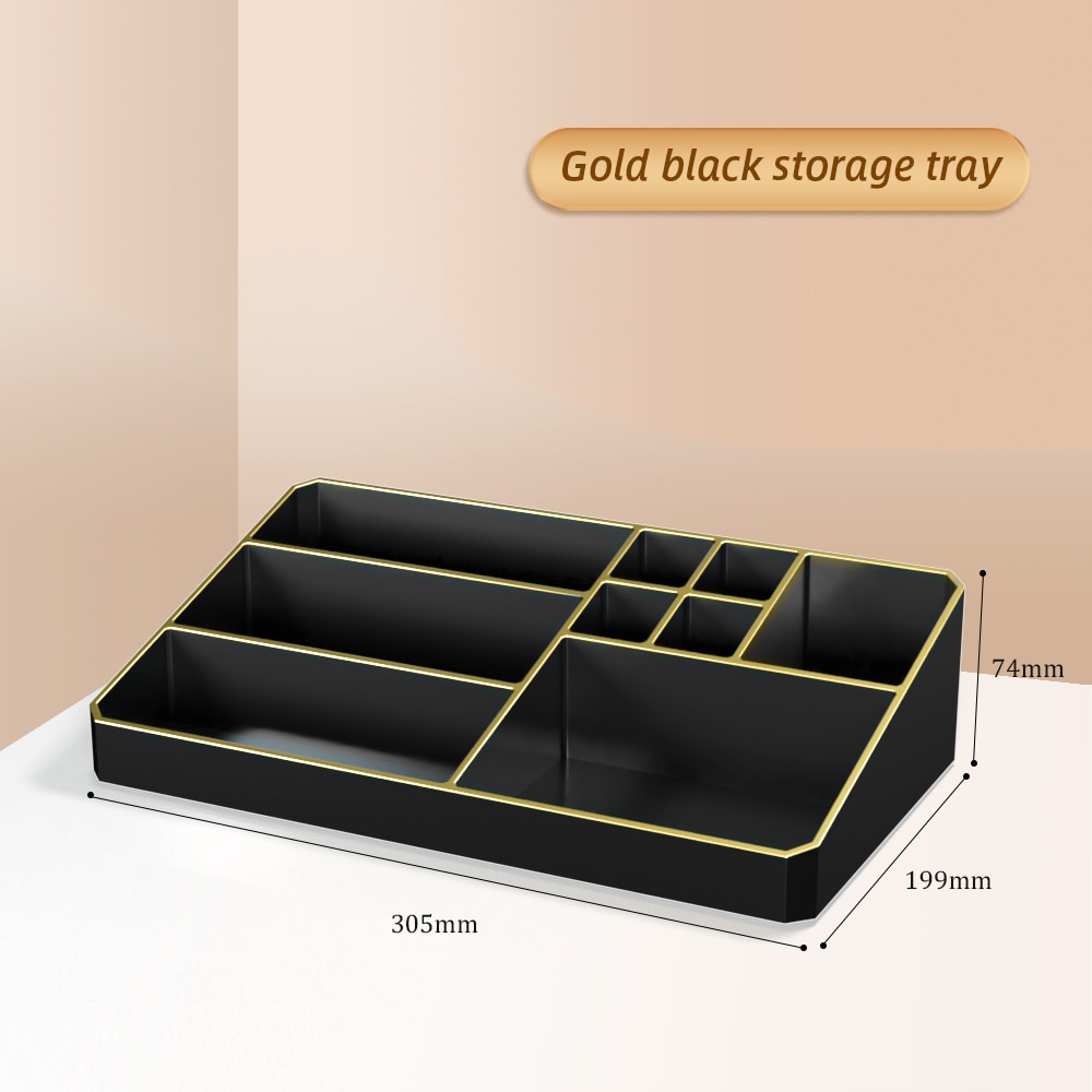 Joybos Makeup Organizer Box Acrylic DIY Makeup Organizer Storage Drawer Cosmetic Containers Dustproof Large Capacity Storage Box: Storage Tray-Gold