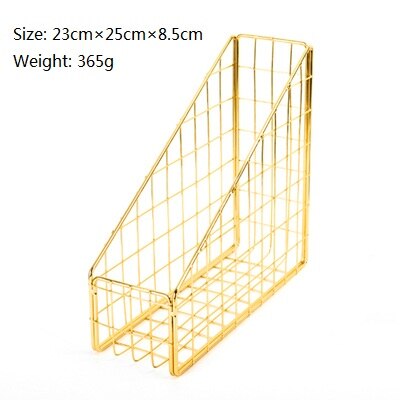 Rose Gold Gold Electroplated Iron Desktop Rack Shelf File Magazine Box Office Rack Stationery Organizer Holder: gold