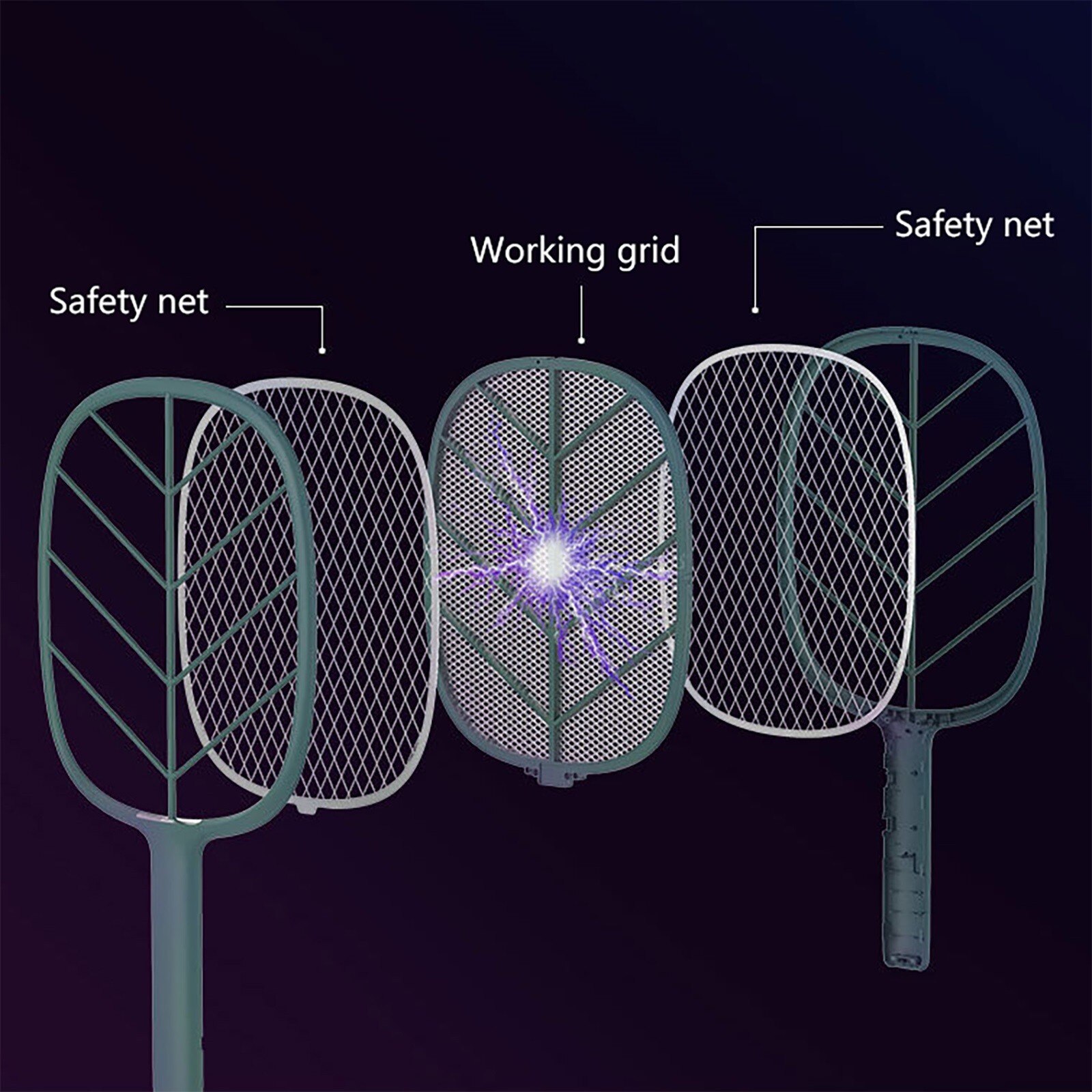 Raquette anti-moustiques électrique, 2200v, avec lampe Uv, Rechargeable par Usb, 1200mah, piège, pour tuer les insectes volants, pendant l'été