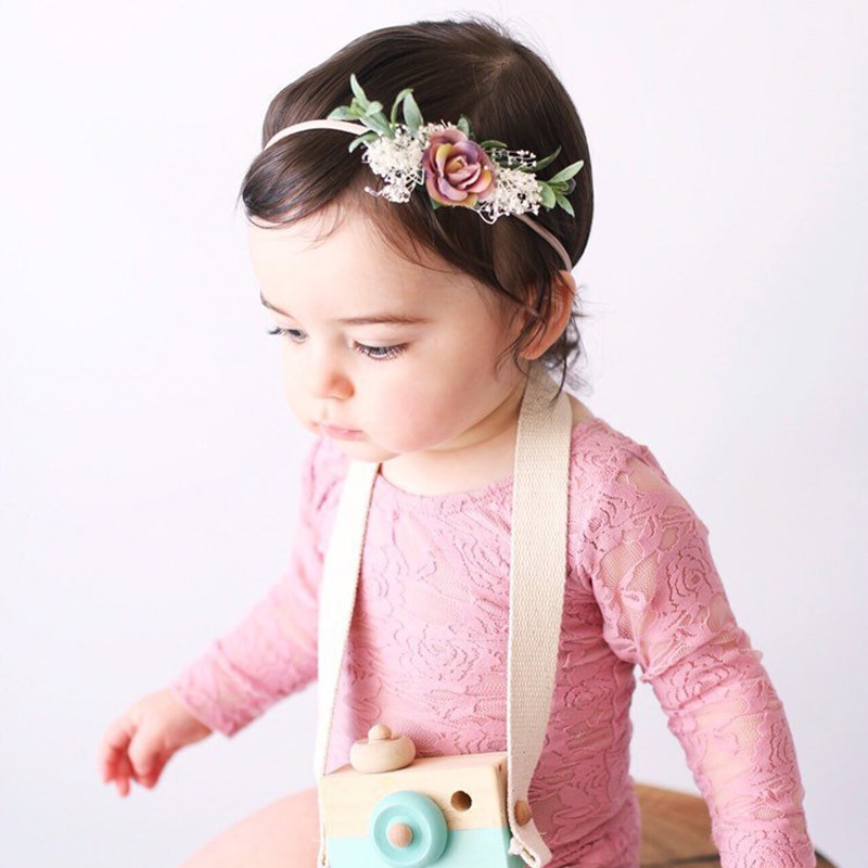 Bandeau à fleurs artificielles pour bébé fille, accessoire de photographie pour -né, couronne, princesse,