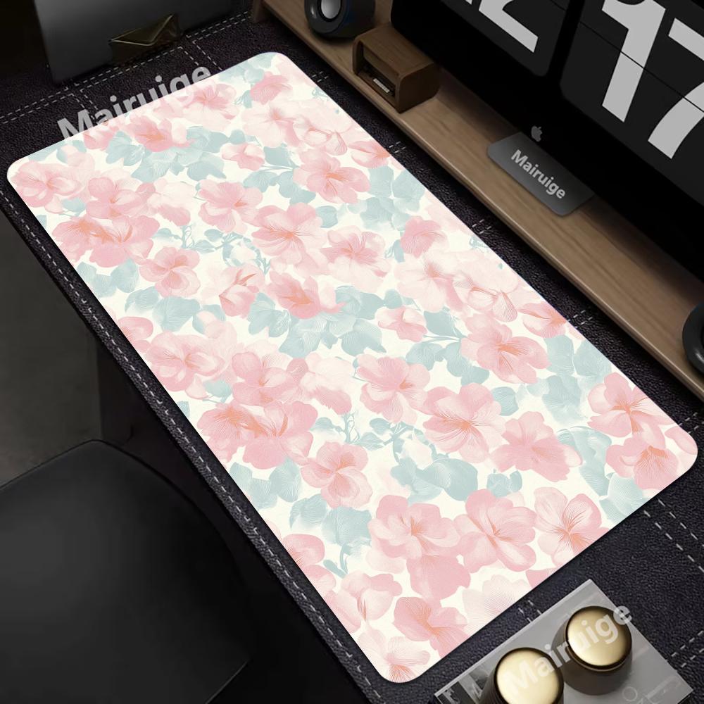 Pink flowers Mouse Pad Large Computer Office Game Table Mats XXL Rubber Anti-slip Gaming Keyboard Mousepads Long Desk Pads