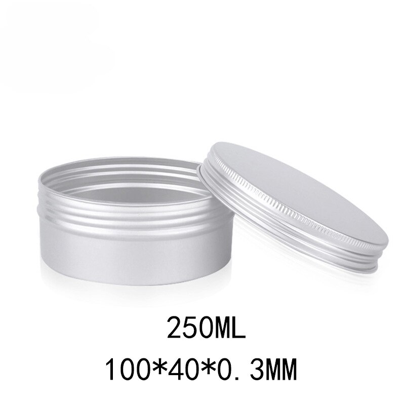 Tarros de aluminio de 60g, 80g, 100g, 150g, 200g, 250g, contenedor de lata de protector labial con tapa de rosca, caja de latas de té de vela, 50 Uds.