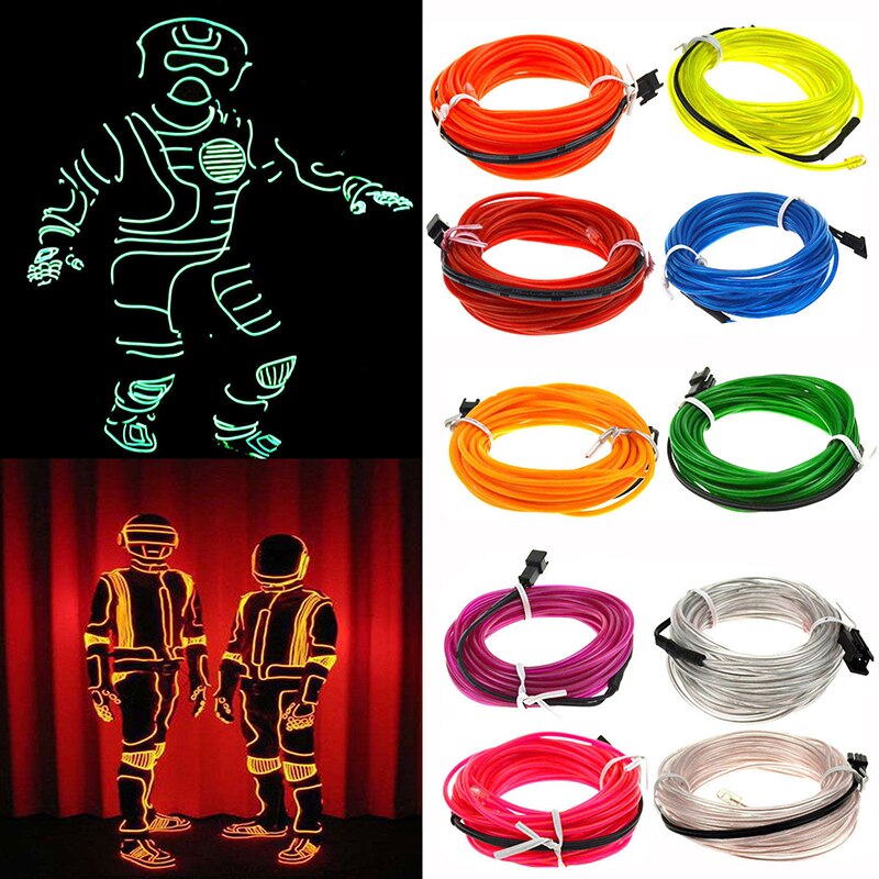 Cable de alambre LED de neón para de baile de Navidad, luz luminosa para decoración de coche, Rave, 1m/3m, novedad